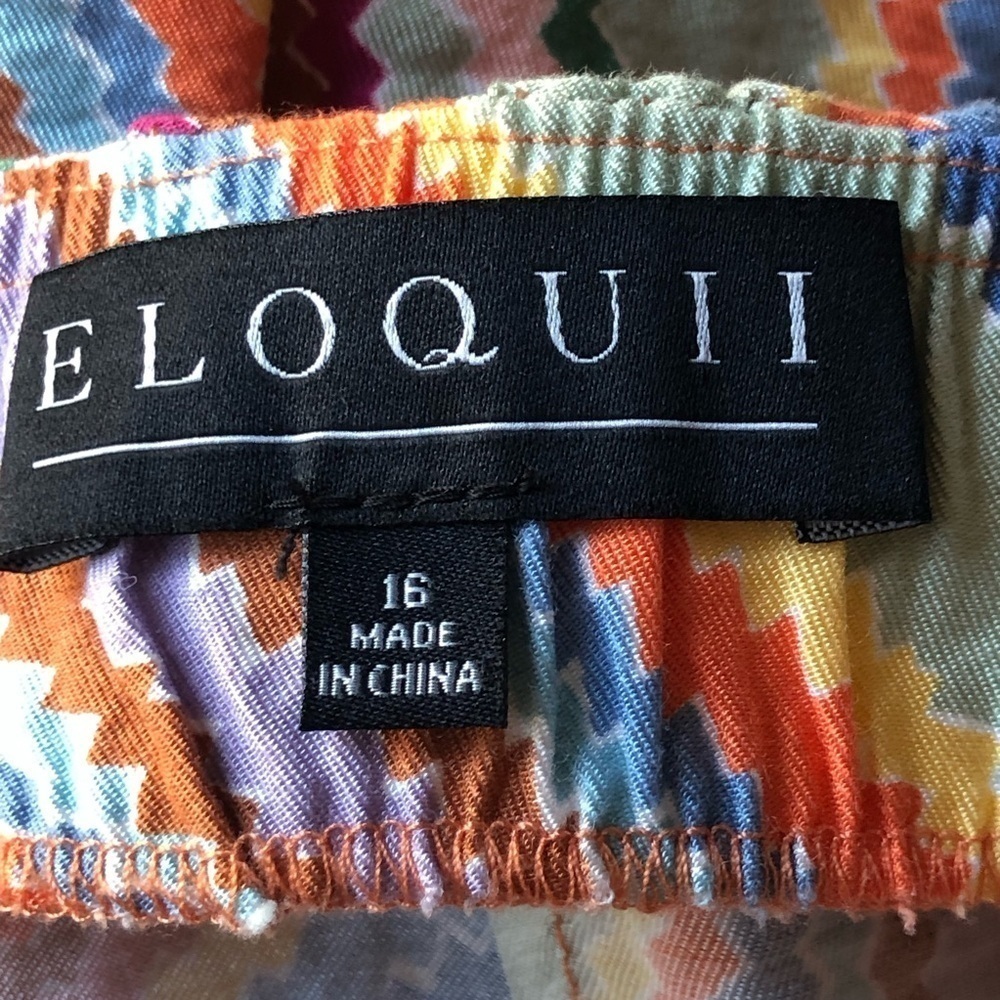 Eloquii Skirt Faux Wrap Boho Geometric Colorful Print Size 16 - Picture 7 of 12